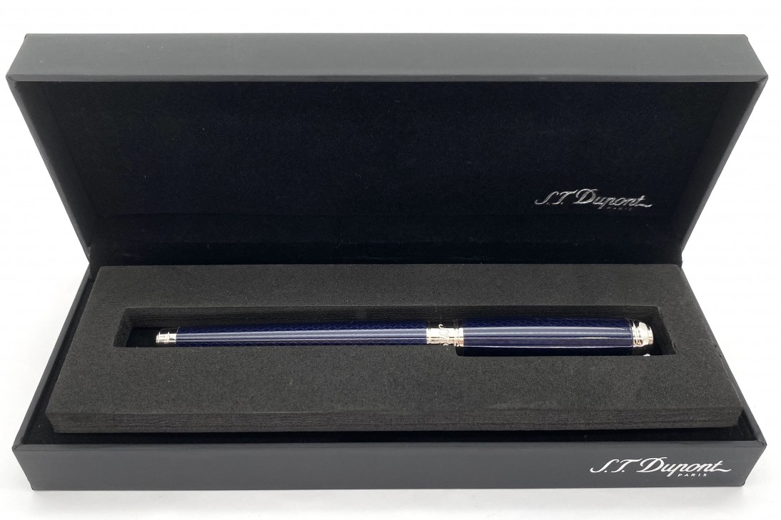 ST Dupont Line D Medium Guilloche Under Blue Lacquer Roller Ball Pen