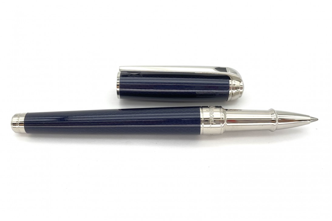 ST Dupont Line D Medium Guilloche Under Blue Lacquer Roller Ball Pen