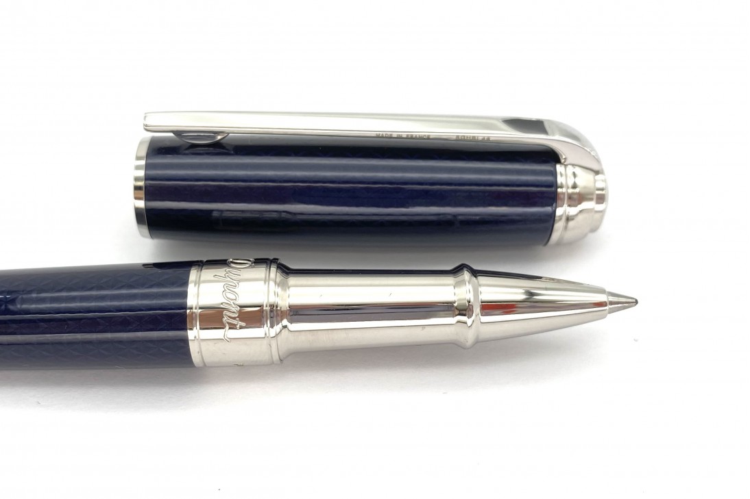 ST Dupont Line D Medium Guilloche Under Blue Lacquer Roller Ball Pen