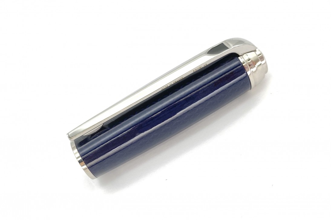 ST Dupont Line D Medium Guilloche Under Blue Lacquer Roller Ball Pen