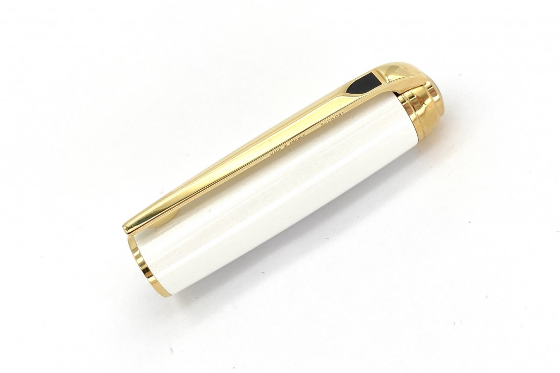 ST Dupont Line D Pearly White-Yellow Gold Roller Ball Pen