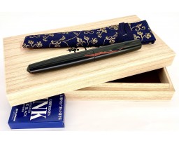 Nakaya Piccolo Long Nuno Kise Hon Kataji Black Red Fountain Pen 2-tone M nib and converter