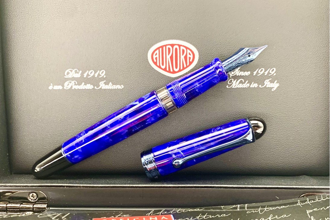 Aurora Limited Edition 88 Terra (Earth) Anodized Blue Trim and Nib Fountain Pen