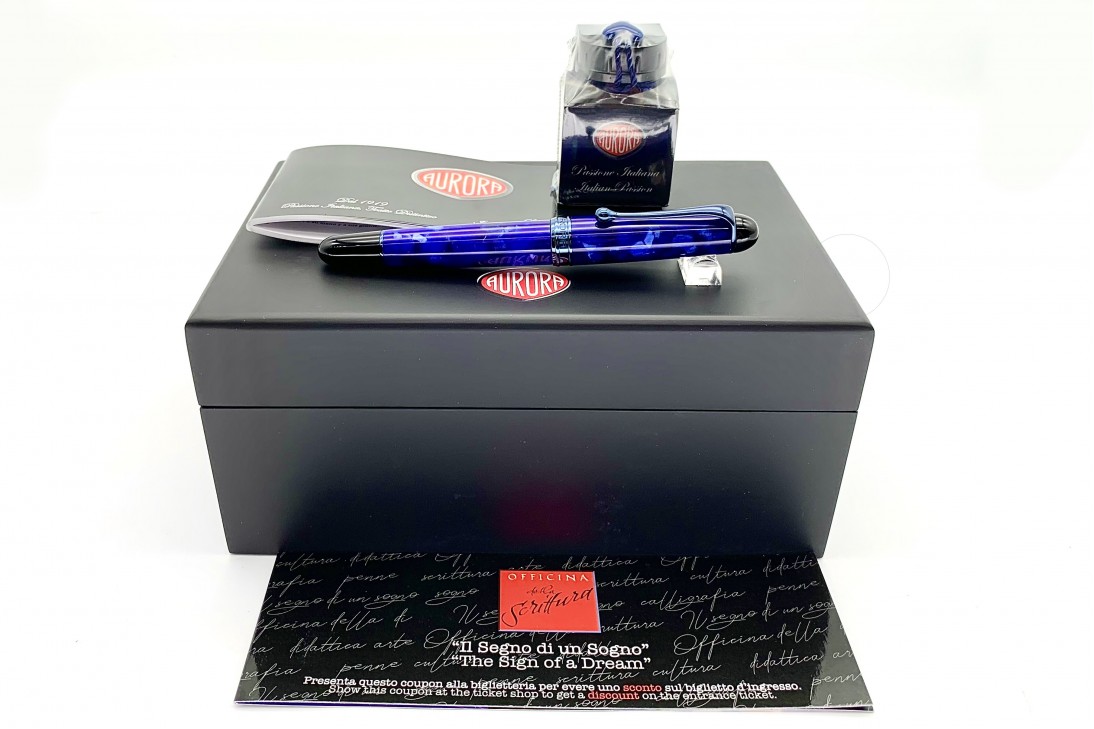 Aurora Limited Edition 88 Terra (Earth) Anodized Blue Trim and Nib Fountain Pen