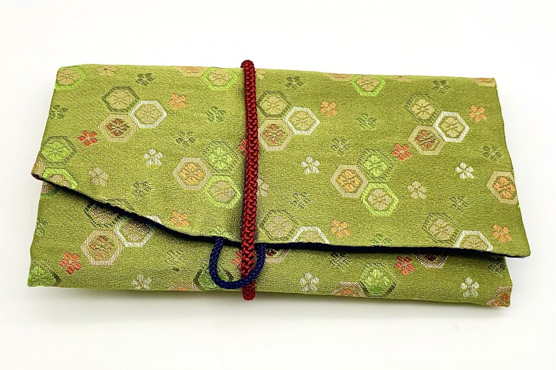 Nakaya Kyoto 'Nishijin-ori' textile Pen pouch for 5 pens Green