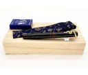 Nakaya Piccolo Long Writer Kuro-Tamenuri String-Rolled Model Fountain Pen with Snake Stopper