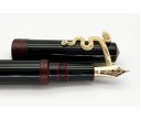 Nakaya Piccolo Long Writer Kuro-Tamenuri String-Rolled Model Fountain Pen with Snake Stopper
