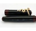 Nakaya Piccolo Long Writer Kuro-Tamenuri String-Rolled Model Fountain Pen with Snake Stopper