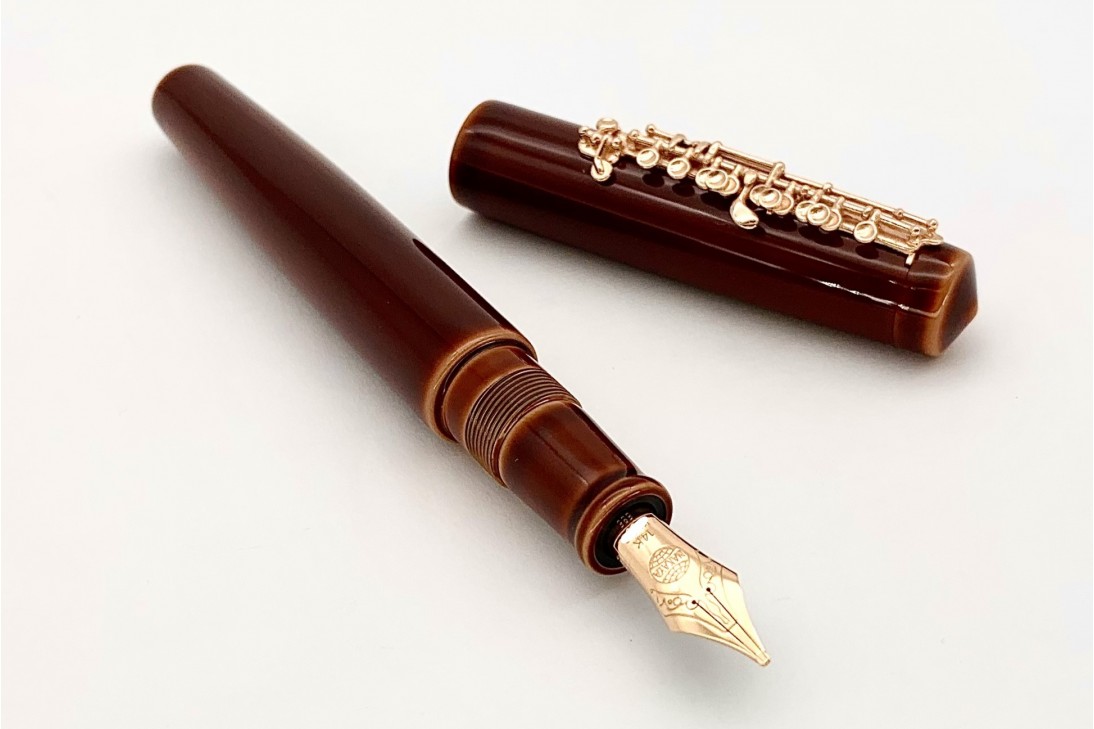 Nakaya Piccolo Long Writer Toki-Tamenuri Fountain Pen with Pinkgold Piccolo Stopper