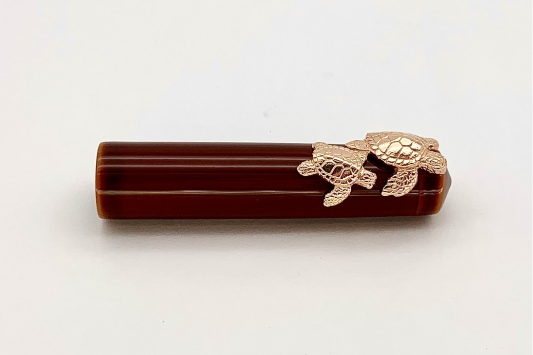 Nakaya Piccolo Long Writer Toki-Tamenuri Fountain Pen with Pinkgold Sea Turtle Stopper