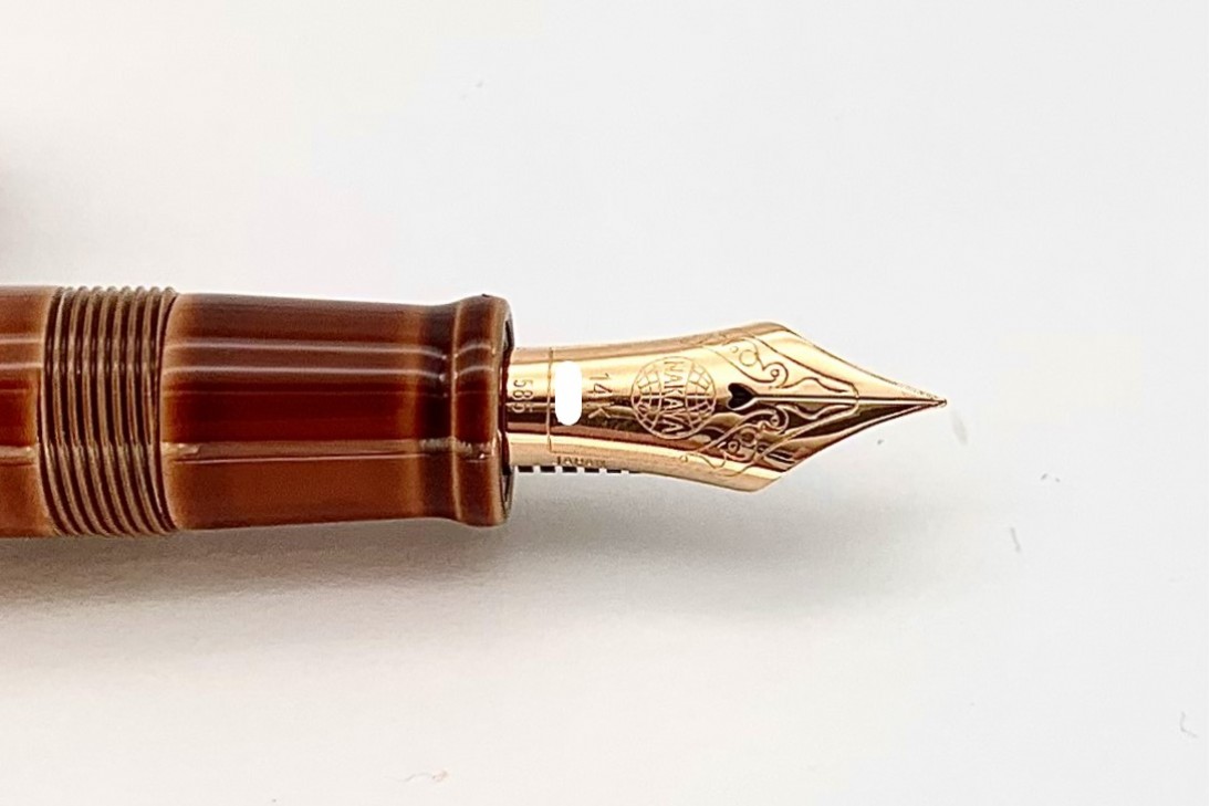 Nakaya Piccolo Long Writer Toki-Tamenuri Fountain Pen with Pinkgold Sea Turtle Stopper
