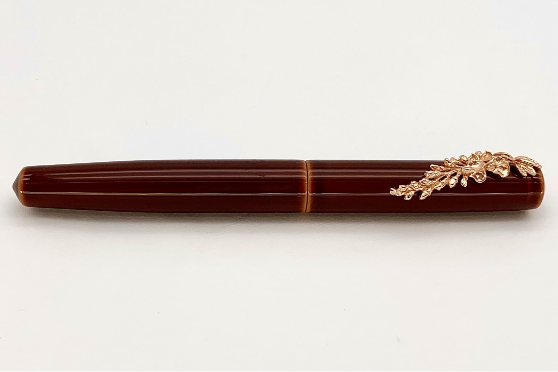 Nakaya Piccolo Long Writer Toki-Tamenuri Fountain Pen with Pinkgold Wisteria Stopper