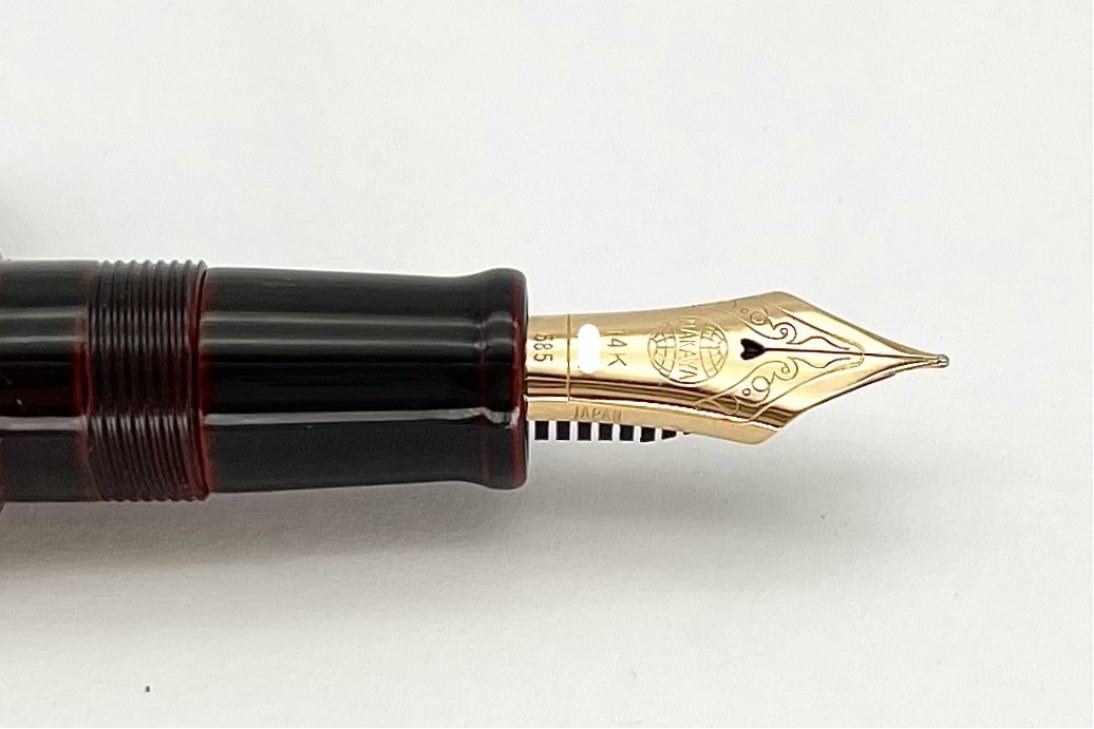 Nakaya Piccolo Long Writer Kuro-Tamenuri String-Rolled Model Fountain Pen with Silver Carp (Koi) Stopper