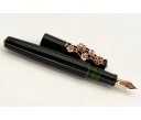 Nakaya Piccolo Long Writer Midori-Tamenuri Fountain Pen with Pink Gold Cherry Blossoms Stopper