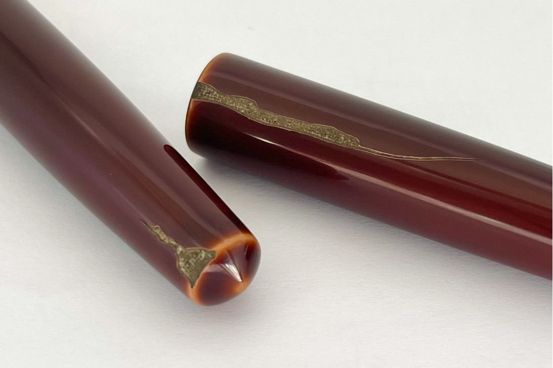 Nakaya Piccolo Long Cigar Negoro Style Nuno Kise Hon Kataji Toki-Tamenuri Fountain Pen