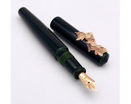 Nakaya Piccolo Long Writer Midori-Tamenuri with Pinkgold Goldfishes stopper Fountain Pen